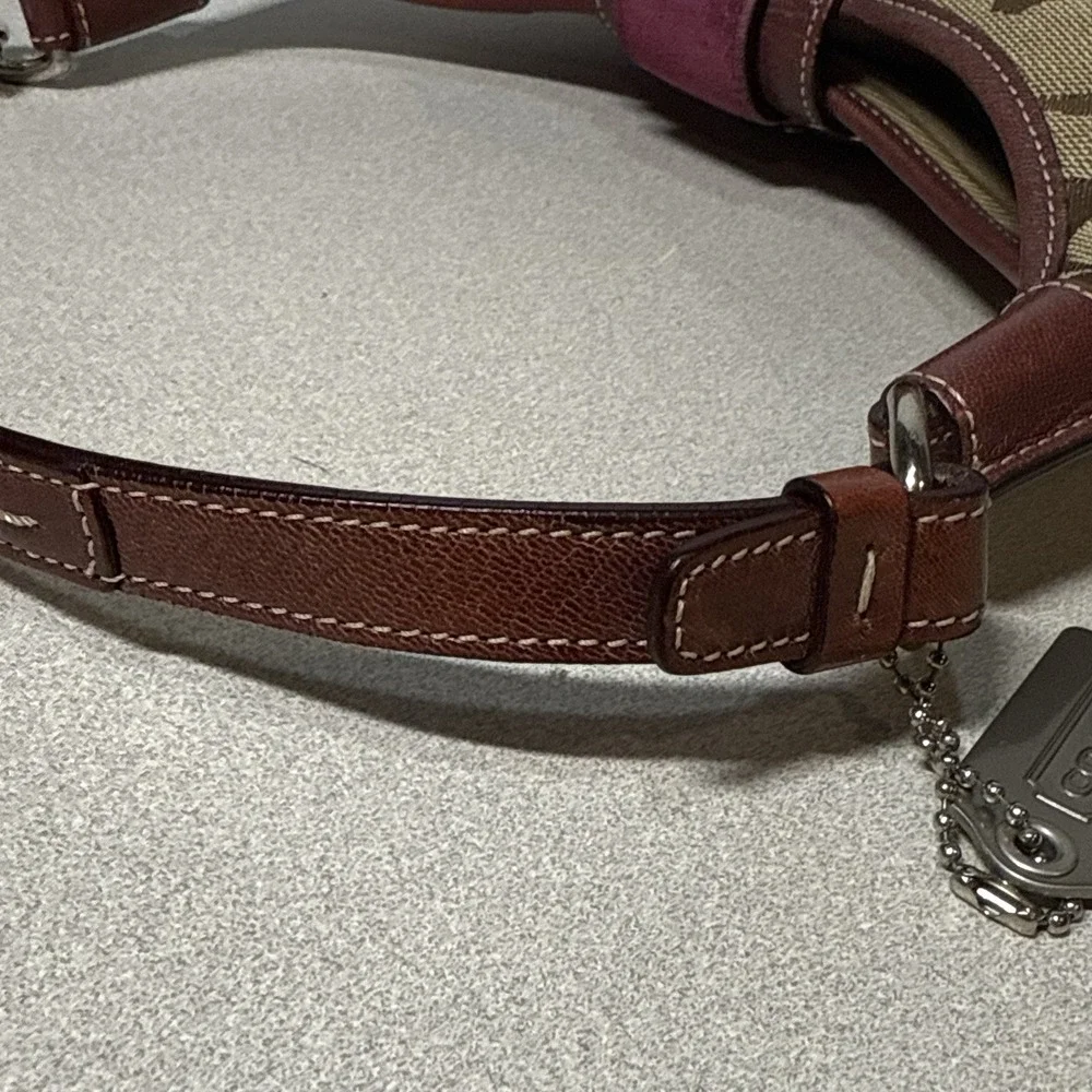 COACH‎ Soho Hampton Y2K Shoulder Handbag Pink Suede Leather Trim 